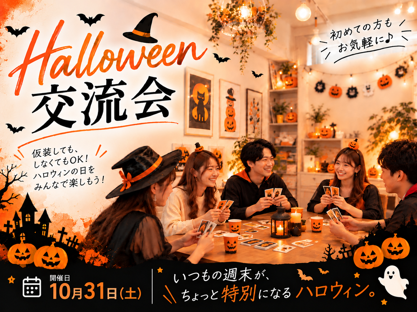 10月31日（土）ハロウィン交流会 開催日時： スタート時間：11:00／13:00／15:00／18:00